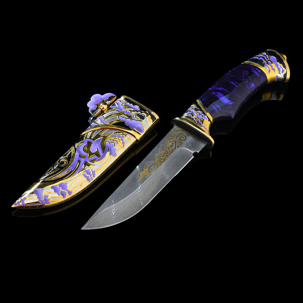 Нож сувенирный с золочением и эмалью. Златоуст - интернет магазин Русь Велика я 