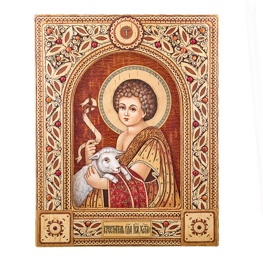 Икона из бересты «Креститель Господа Иисуса» 46,5х36,5 см - интернет магазин Русь Велика я 