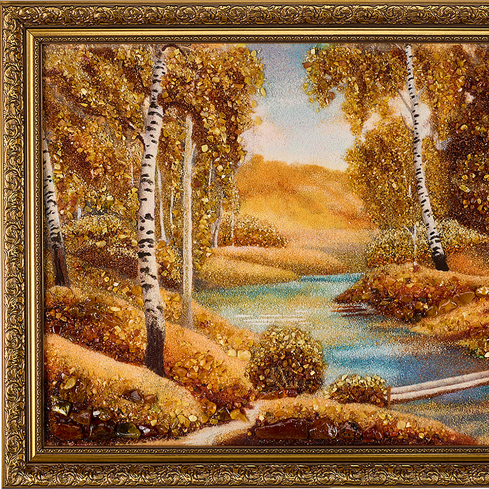 Картина янтарная «Осеннее настроение. Березки» 60х40 см - интернет магазин Русь Велика я фото 3
