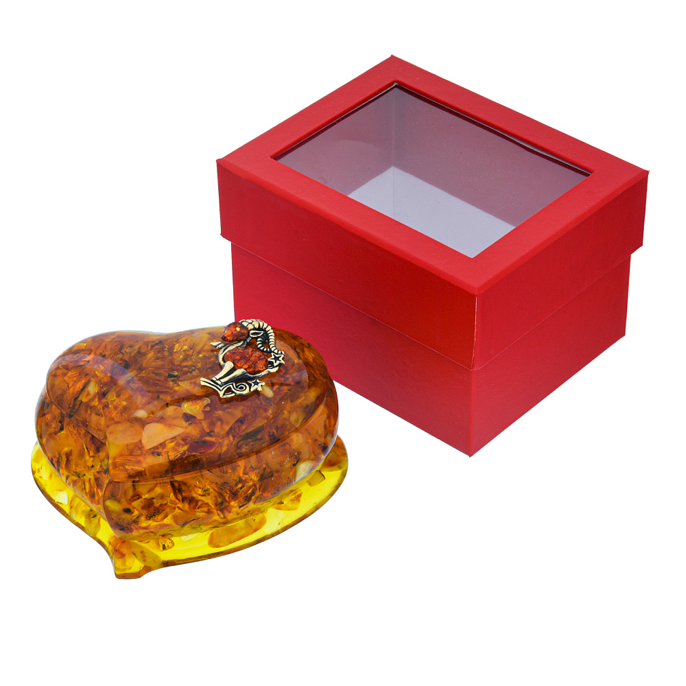 Шкатулка из янтаря «Сердце. Знак зодиака Козерог» - интернет магазин Русь Велика я фото 5