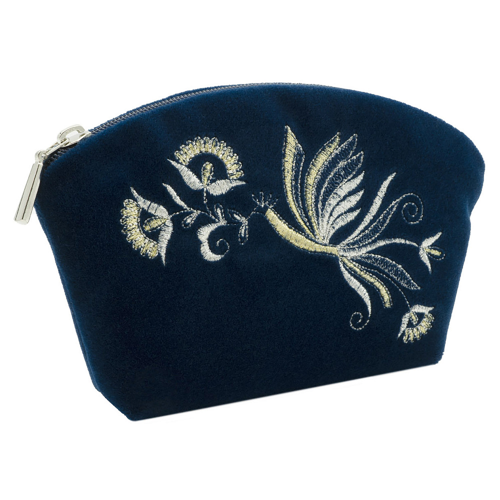 Косметичка «Птица». Темно-синяя с вышивкой - интернет магазин Русь Велика я 