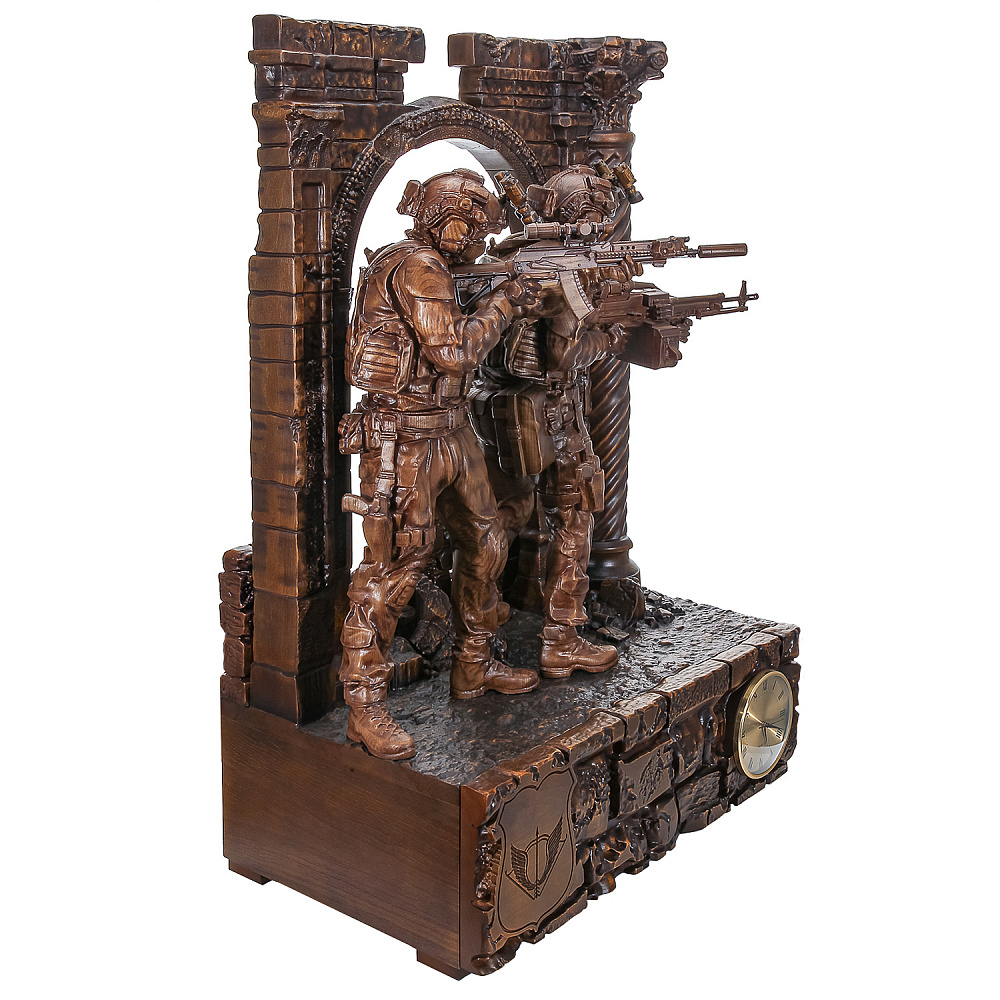 Деревянные резные часы «ССО». Высота 102 см - интернет магазин Русь Велика я фото 3