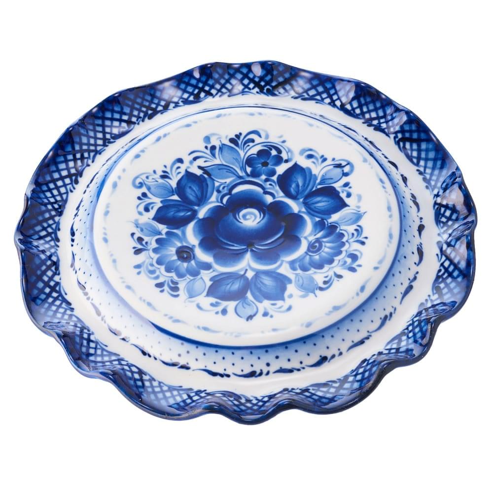 Фарфоровая масленка «Семейная» с росписью Гжель. 8х17 - интернет магазин Русь Велика я фото 2