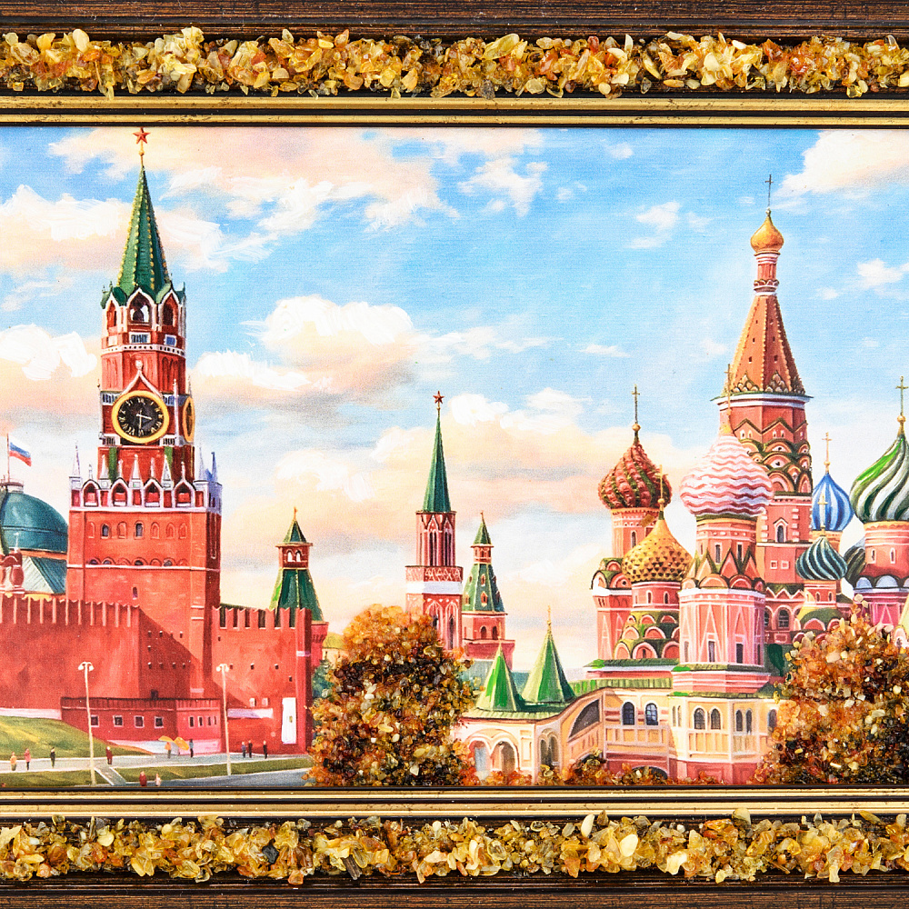 Картина янтарная «Храм Василия Блаженного» 24х15 см - интернет магазин Русь Велика я фото 2