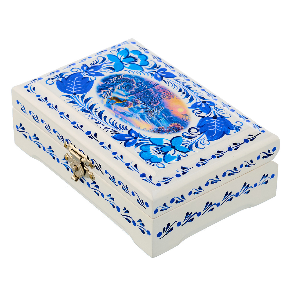 Шкатулка «Зима». Хохлома - интернет магазин Русь Велика я фото 1