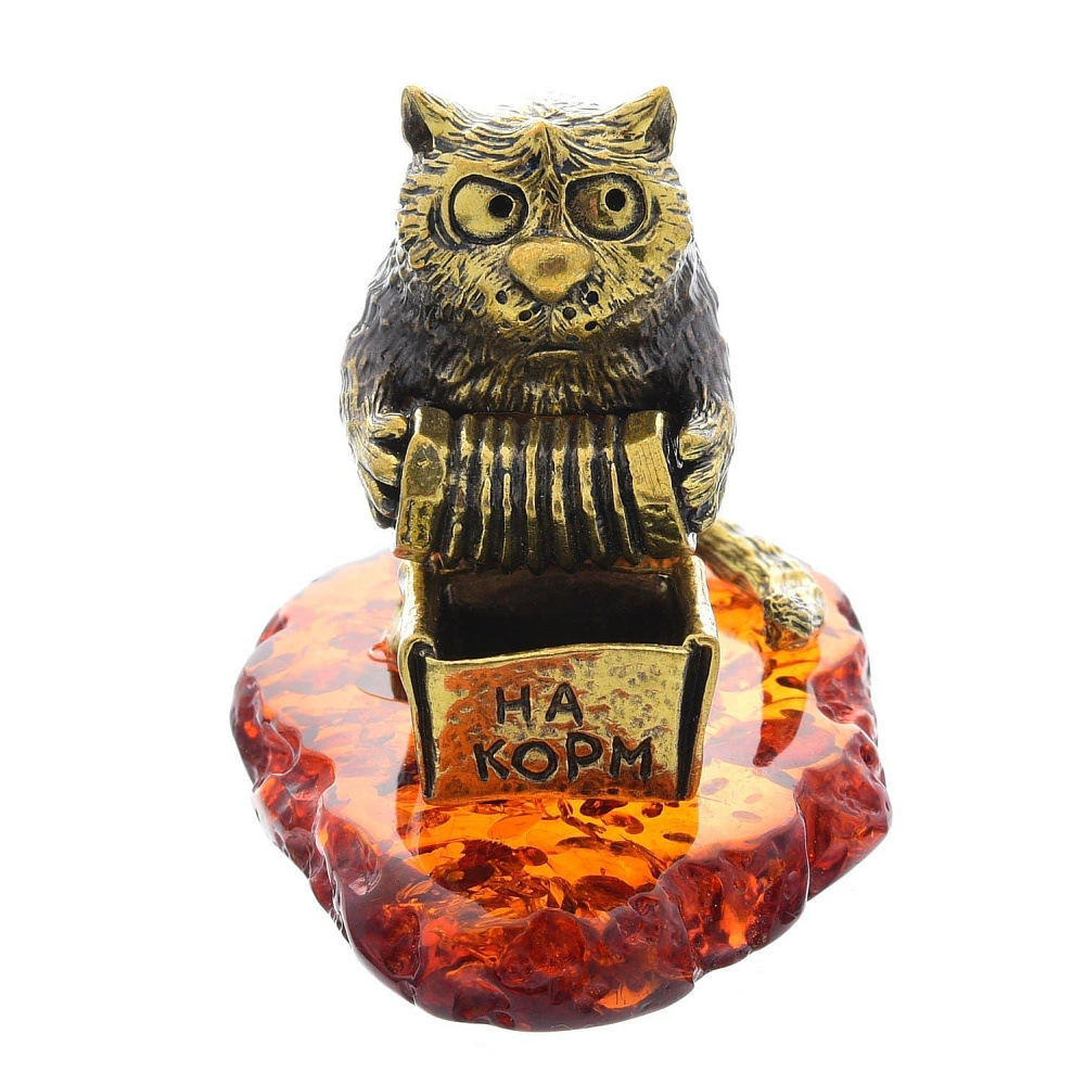 Статуэтка с янтарем «Кот уличный музыкант» - интернет магазин Русь Велика я фото 1