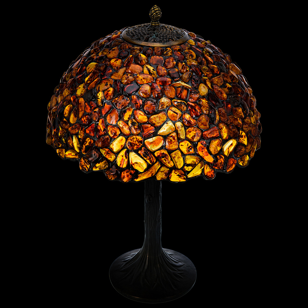 Настольная лампа из янтаря и бронзы. Высота 58 см - интернет магазин Русь Велика я фото 2