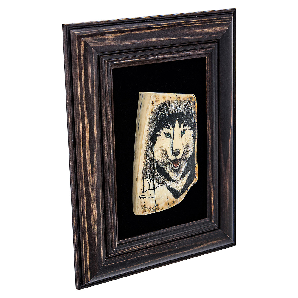 Панно из кости «Собака Хаски» 21,5 х 16,5 см - интернет магазин Русь Велика я фото 2